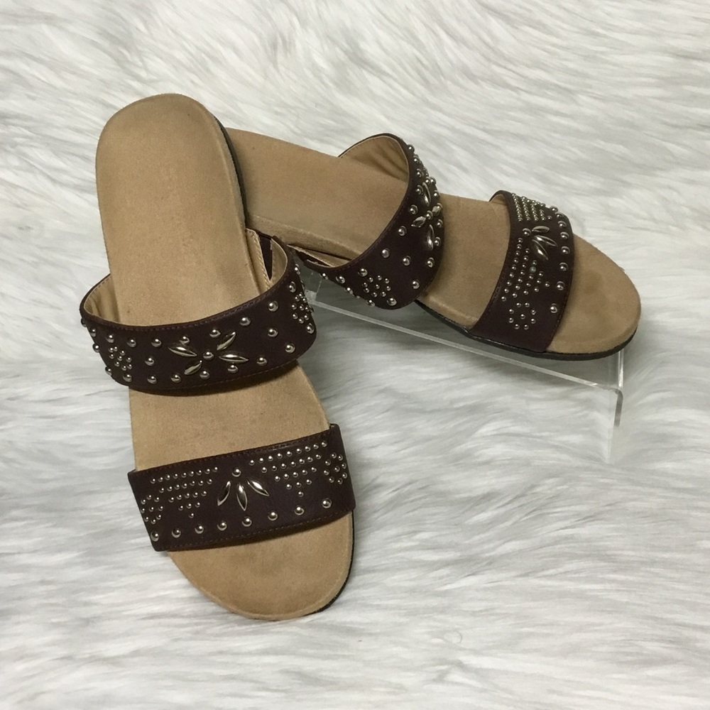 Naturalizer Adley Brown Faux Leather Sandals, Brown, US 9 / EUR 39